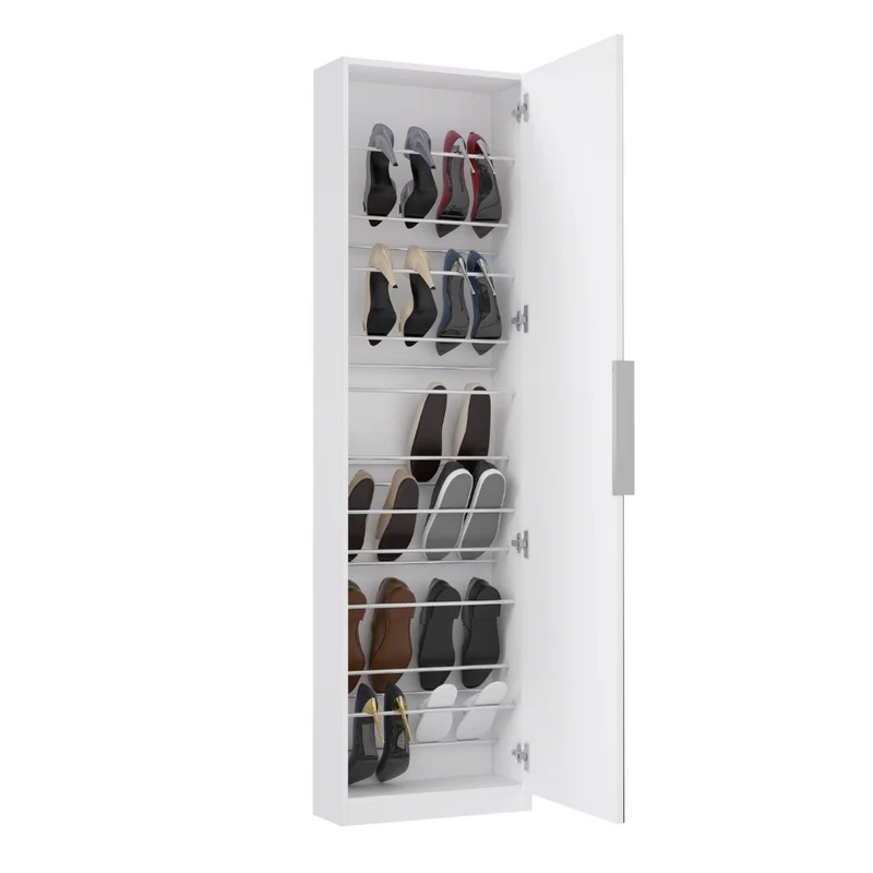 Scarpiera con anta a specchio reversibile colore bianco 50x20x180H Nyx