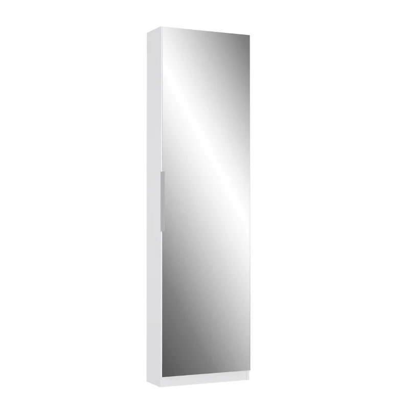 Scarpiera con anta a specchio reversibile colore bianco 50x20x180H Nyx