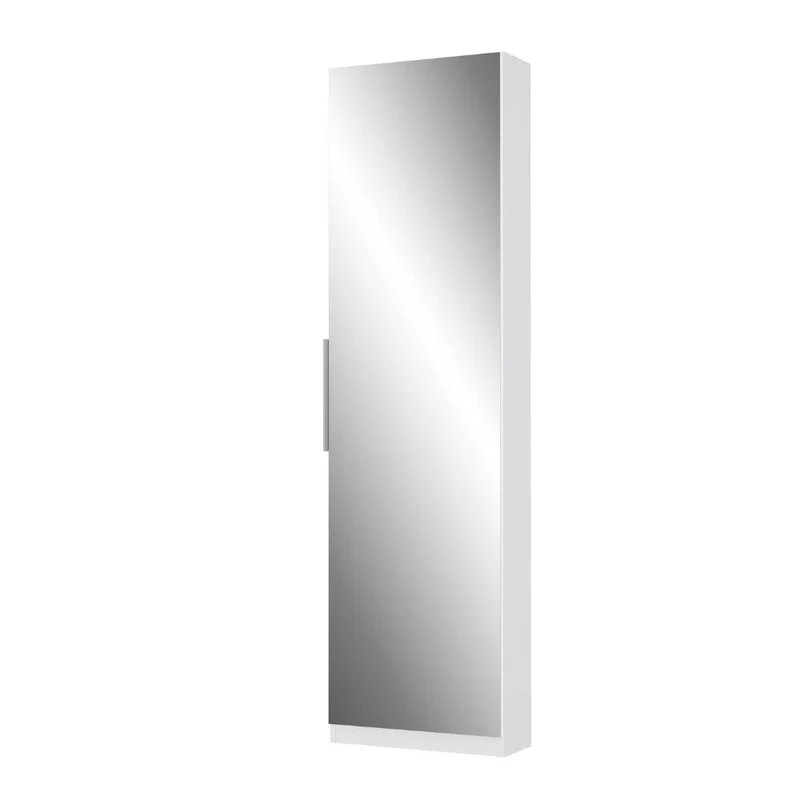 Scarpiera con anta a specchio reversibile colore bianco 50x20x180H Nyx