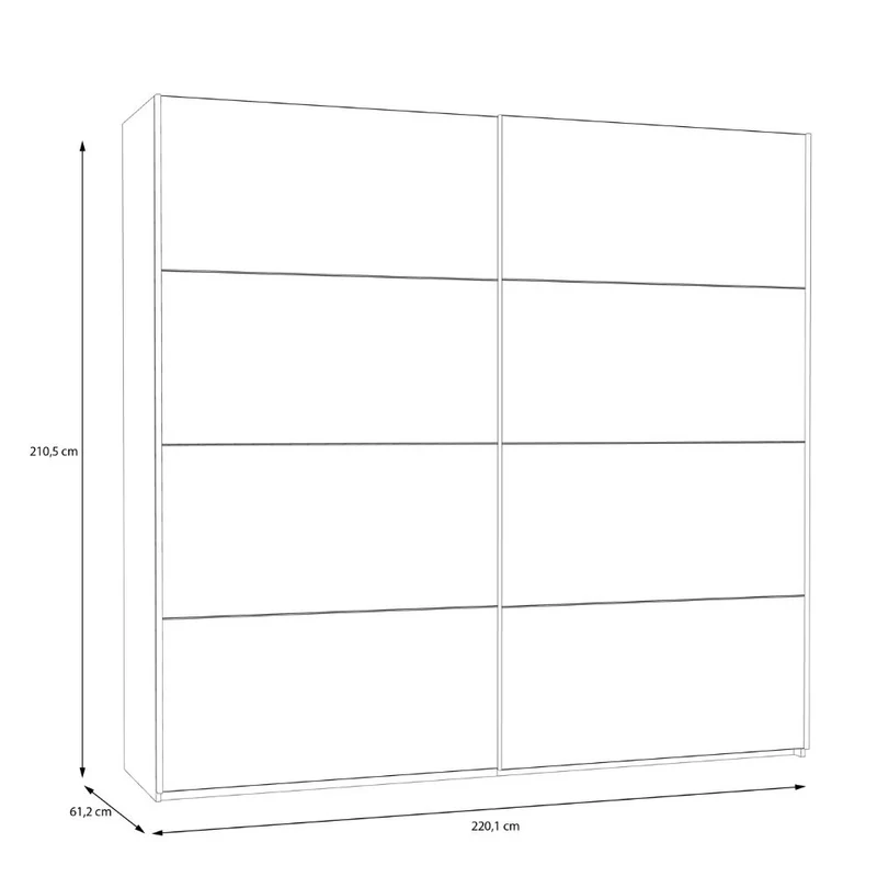 Armadio 2 ante scorrevoli rovere e bianco 170x61x210.5H Elio
