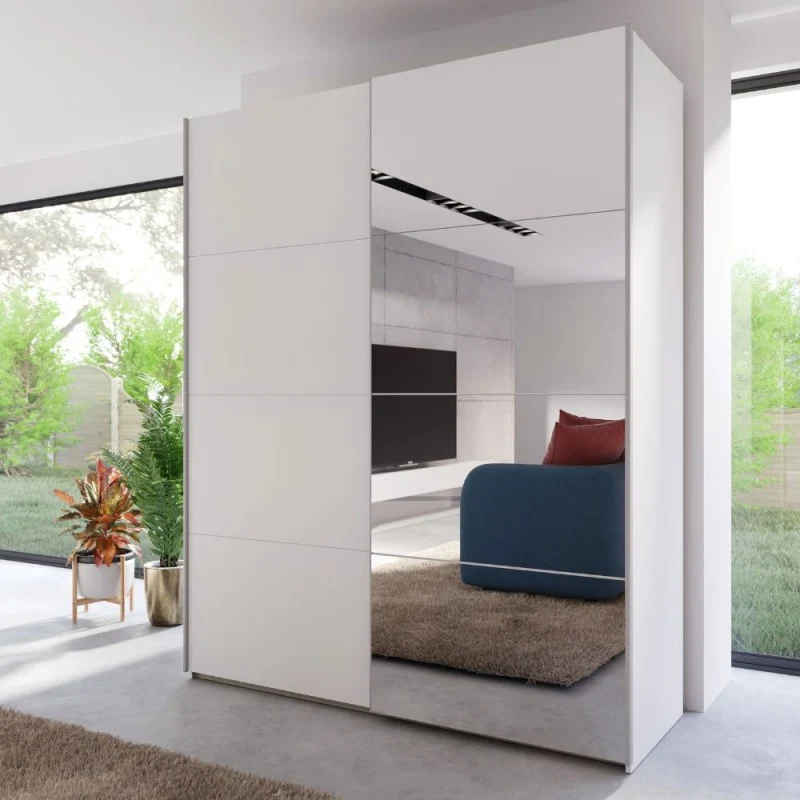 Armadio 2 ante scorrevoli con anta a specchio 170x61x210.5H Elio