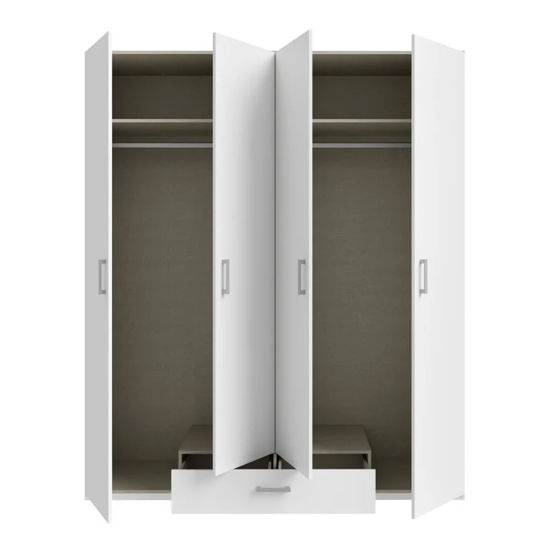 Armadio 4 ante 1 cassetto colore bianco 177.5x54x210.5H Arcadia