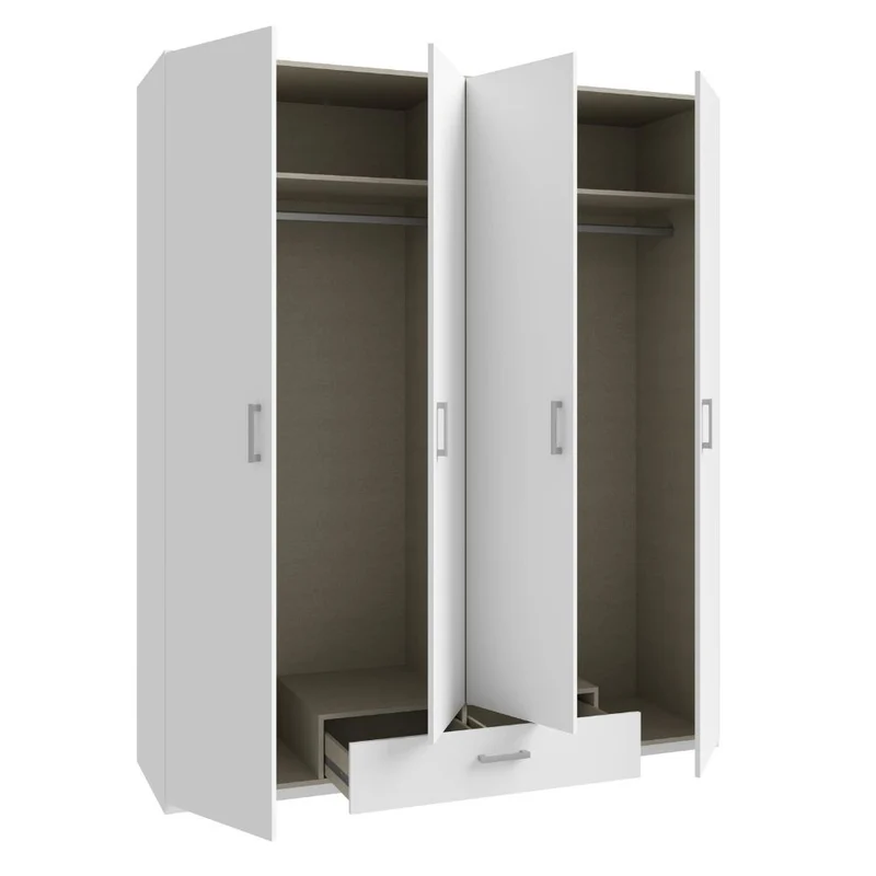 Armadio 4 ante 1 cassetto colore bianco 177.5x54x210.5H Arcadia