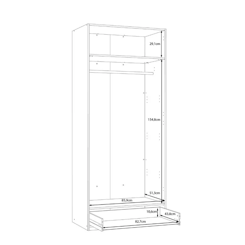 Armadio 2 ante 1 cassetto colore rovere 89x54x210.5H Arcadia