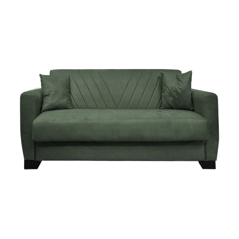 Divano letto 2 posti con contenitore in tessuto colore verde 146x82x85H Rianna