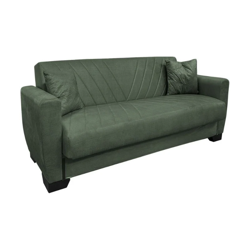 Divano letto 2 posti con contenitore in tessuto colore verde 146x82x85H Rianna