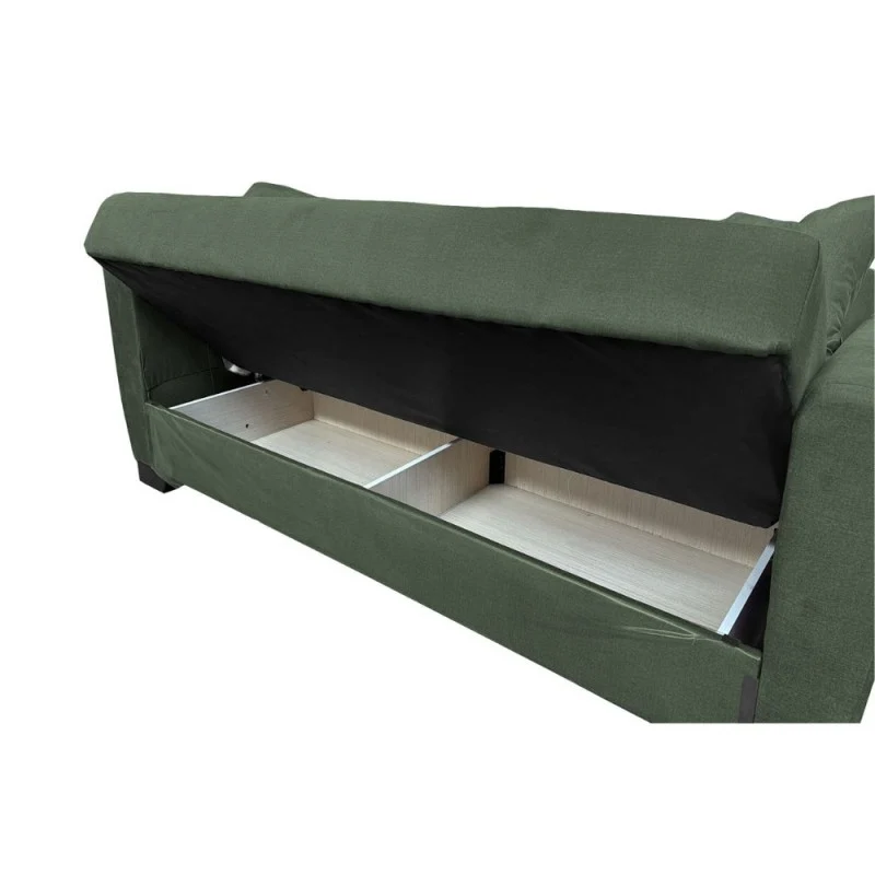 Divano letto 2 posti con contenitore in tessuto colore verde 146x82x85H Rianna