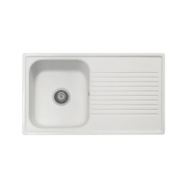 Lavello vasca singola reversibile con gocciolatoio 86x50 cm bianco Samet
