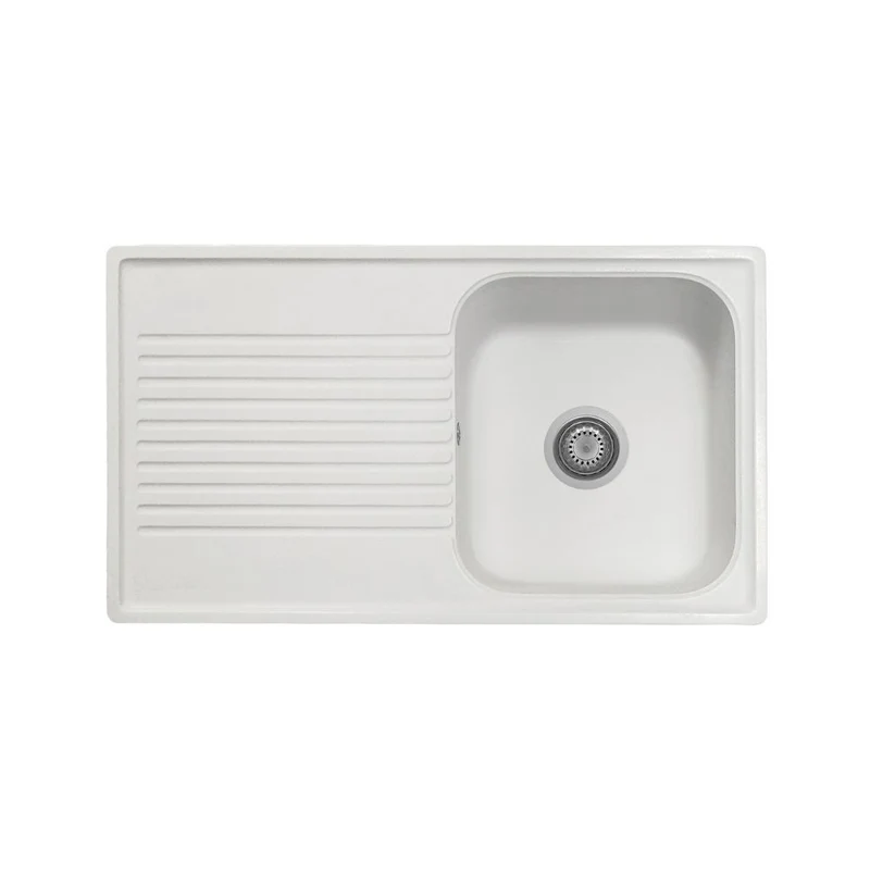 Lavello vasca singola reversibile con gocciolatoio 86x50 cm bianco Samet