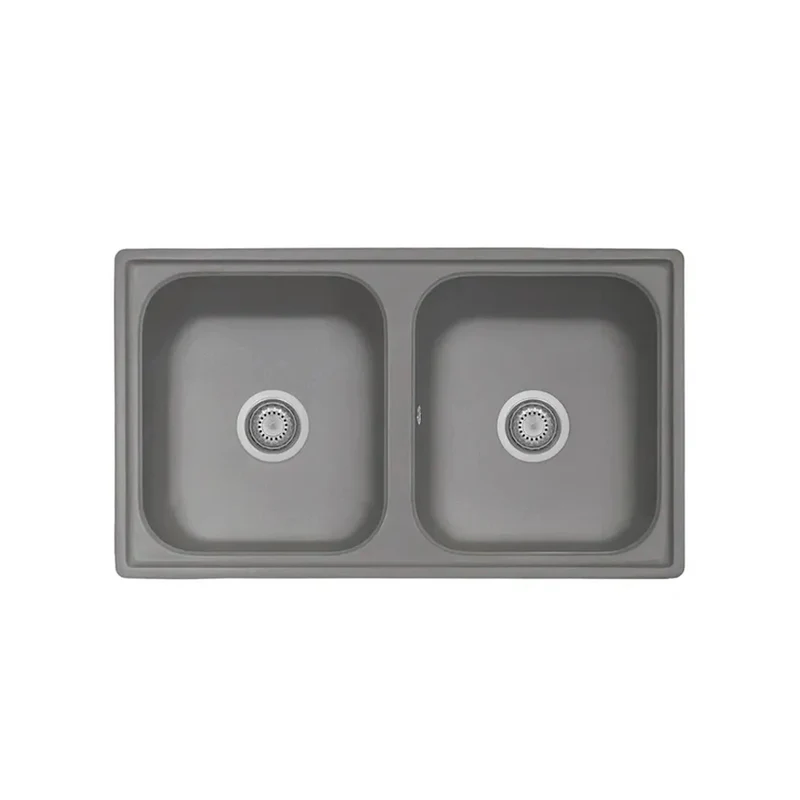 Lavello 2 vasche 86x50 cm in cristallite colore cromo Samet