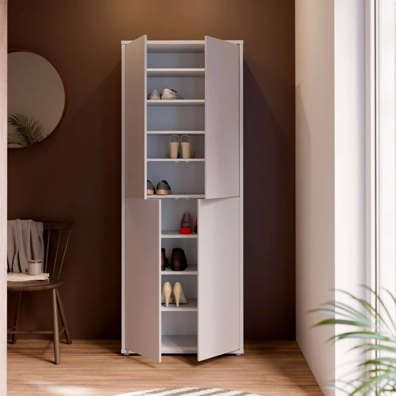 Armadio multiuso 4 ante 74.5x35x192 colore grigio chiaro Medea