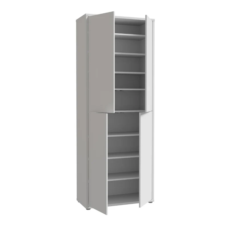 Armadio multiuso 4 ante 74.5x35x192 colore grigio chiaro Medea