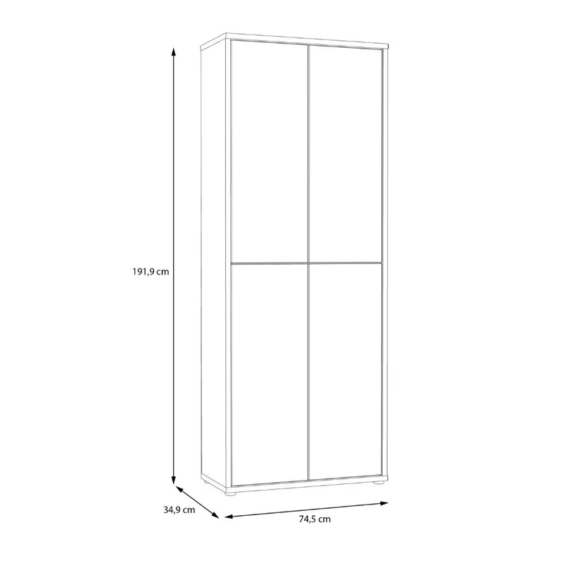 Armadio multiuso 4 ante 74.5x35x192 colore grigio chiaro Medea