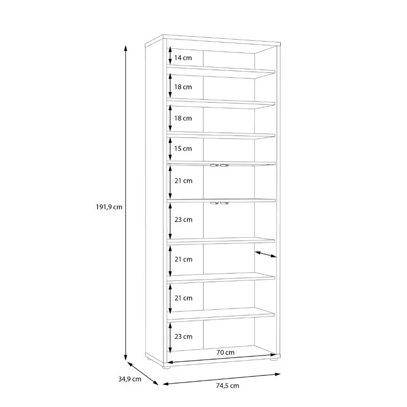 Armadio multiuso 4 ante 74.5x35x192 colore rovere Medea