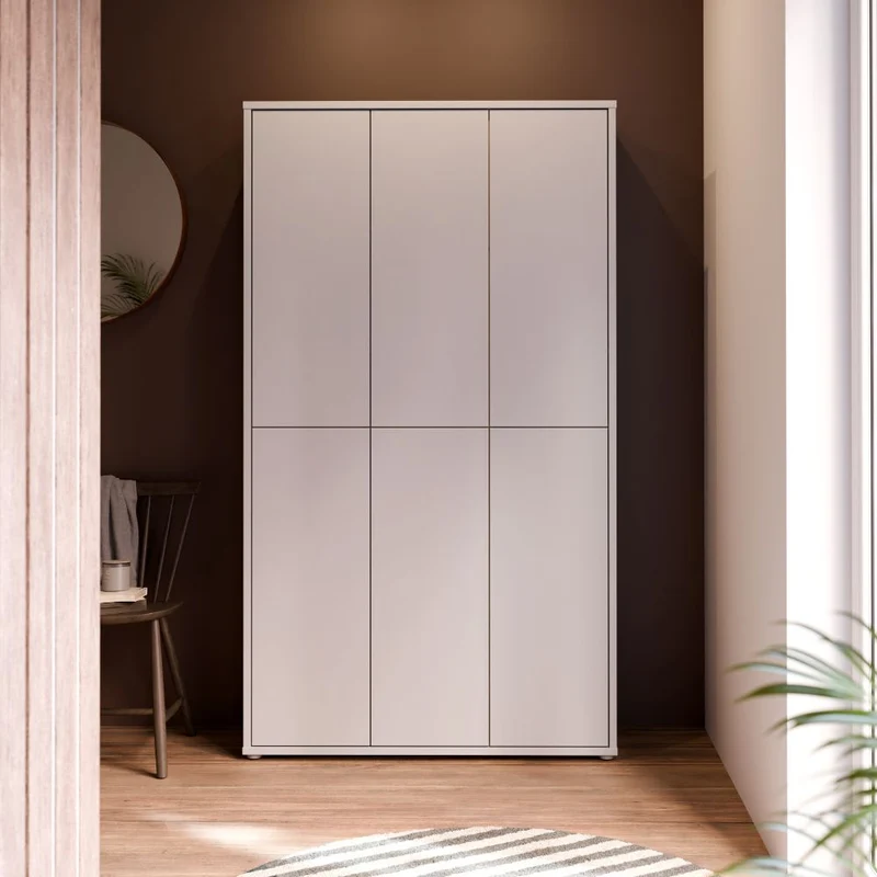 Armadio multiuso 6 ante 109x35x192 colore grigio chiaro Medea