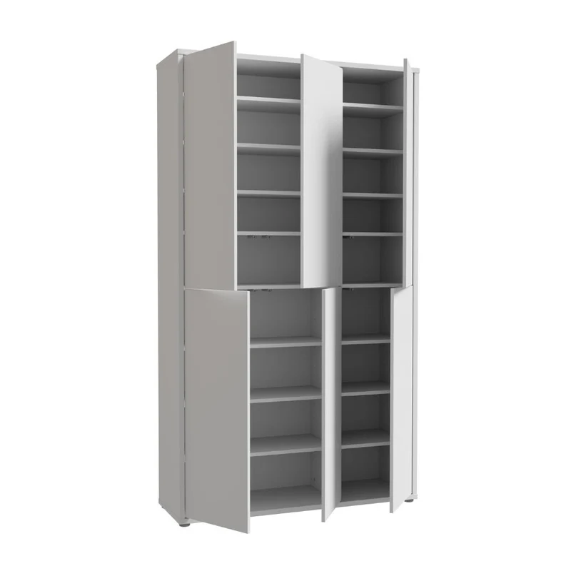 Armadio multiuso 6 ante 109x35x192 colore grigio chiaro Medea