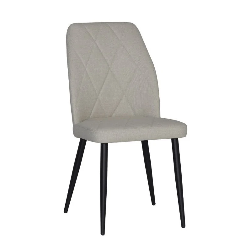 Set 4 Sedie tessuto tortora con trama geometrica e piedi neri Vika