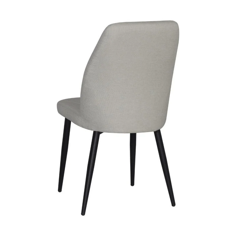 Set 4 Sedie tessuto tortora con trama geometrica e piedi neri Vika