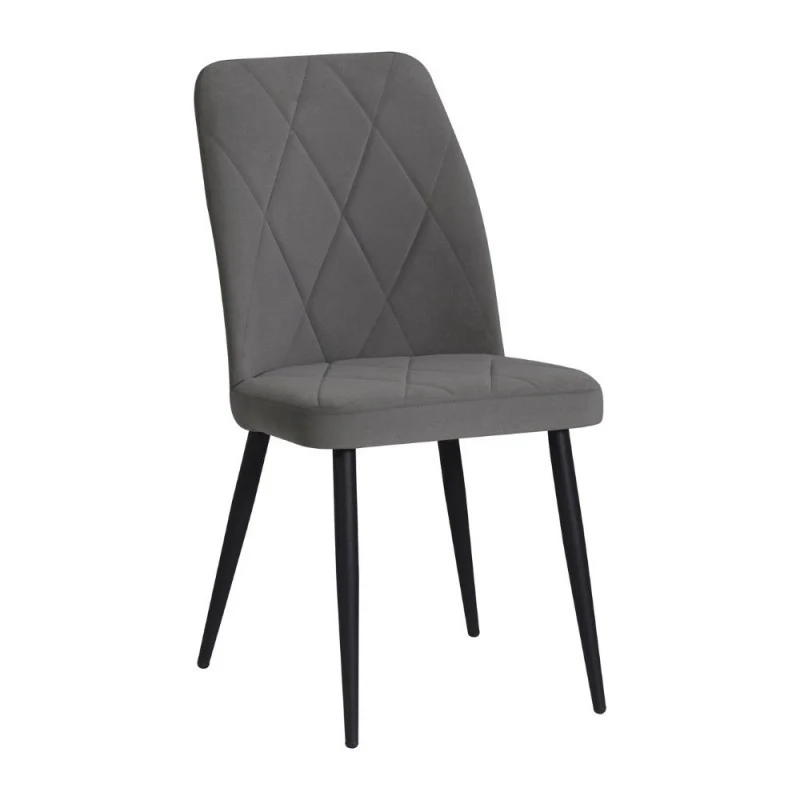 Set 4 sedie tessuto grigio con trama geometrica e piedi neri Vika