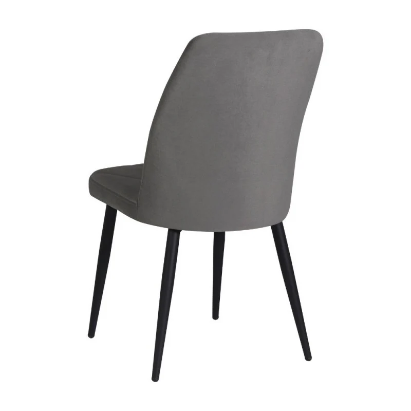 Set 4 sedie tessuto grigio con trama geometrica e piedi neri Vika