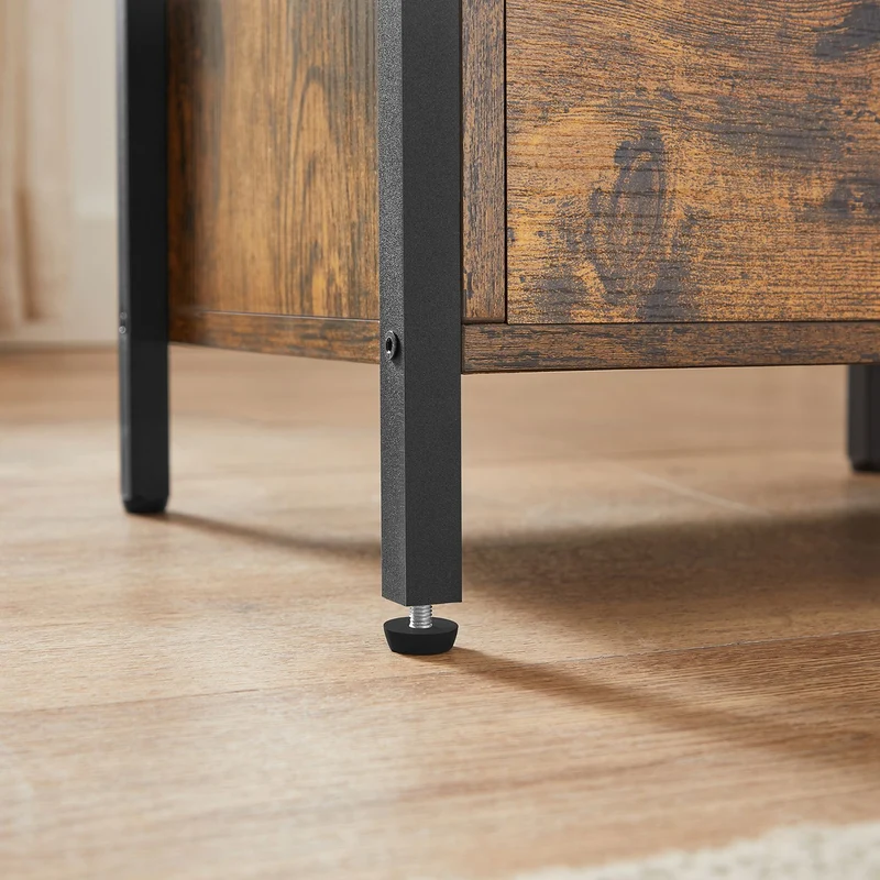 Table de chevet industrielle 38 x 28 x 60 cm avec 2 tiroirs pratique et design pour chambre et salon en aggloméré marron 12_0009612