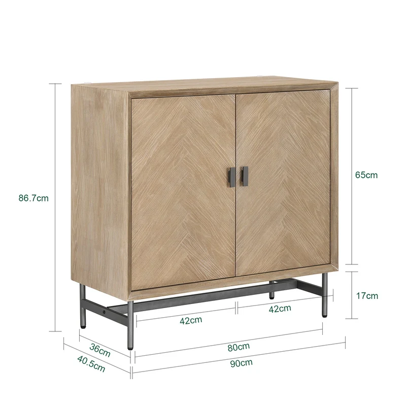 SoBuy | Sideboard Kommode Küchenschrank | vormontiert & stabil | 2 Türen | Gummibaumholz | HFSB06-N