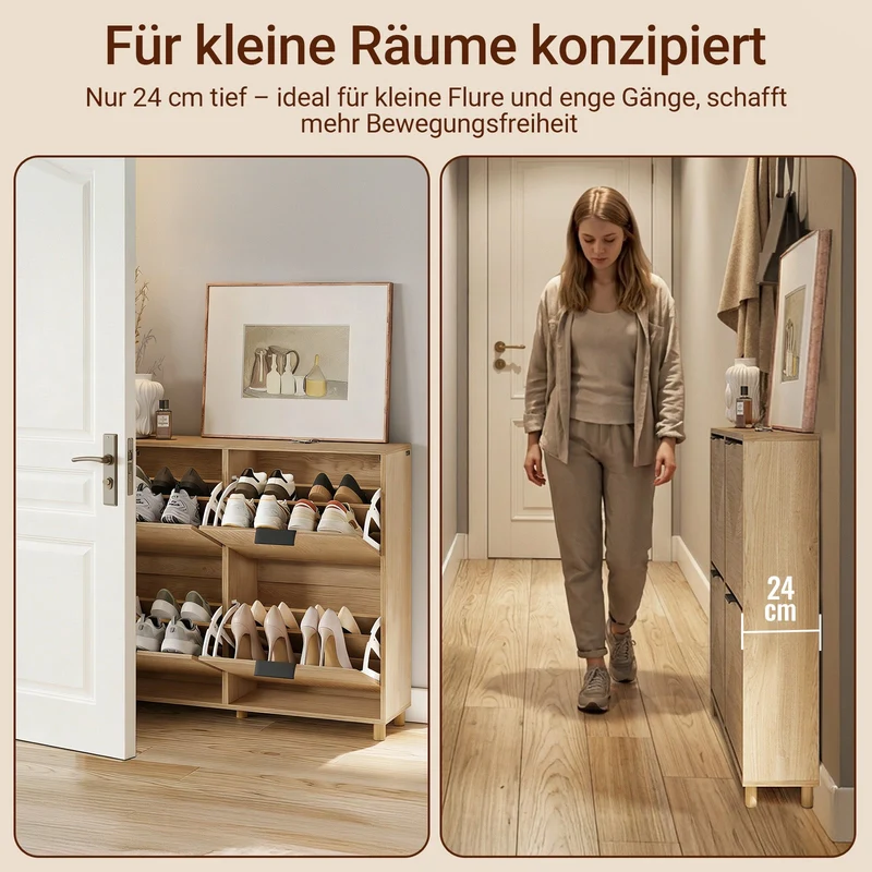 SoBuy schuhschrank schmal 24cm breit Farbe Holz Maße 100x24x83cm FSR214-N