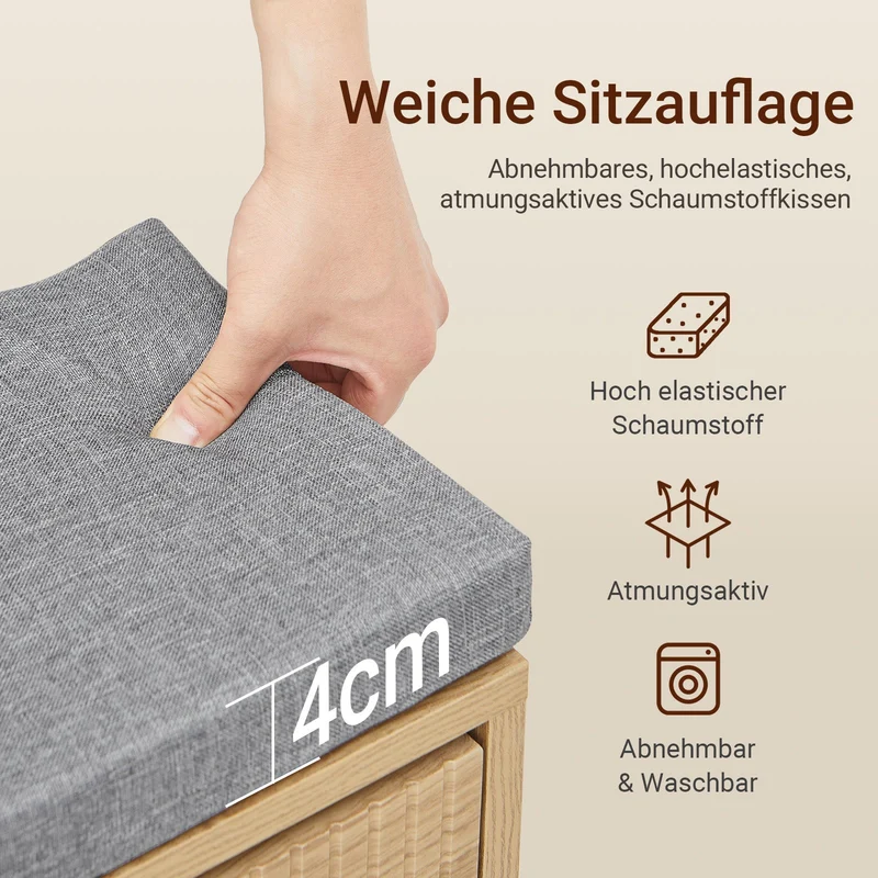 SoBuy Schuhbank schmal mit Sitzfläche für große Schuhe 100x24x50 cm FSR211-N