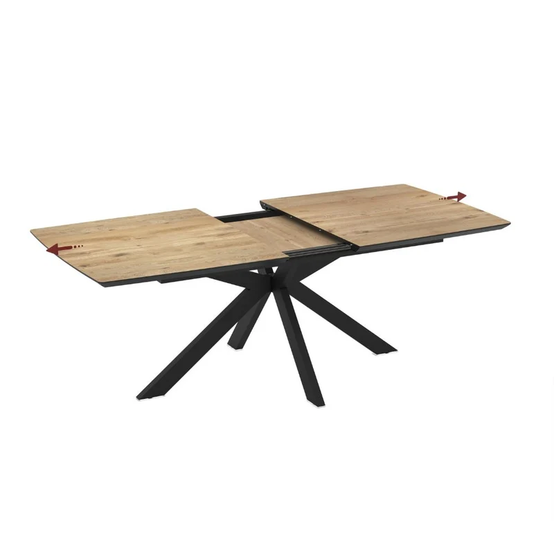 Tavolo allungabile piano rovere e base nera 180/240x100x76H Verano