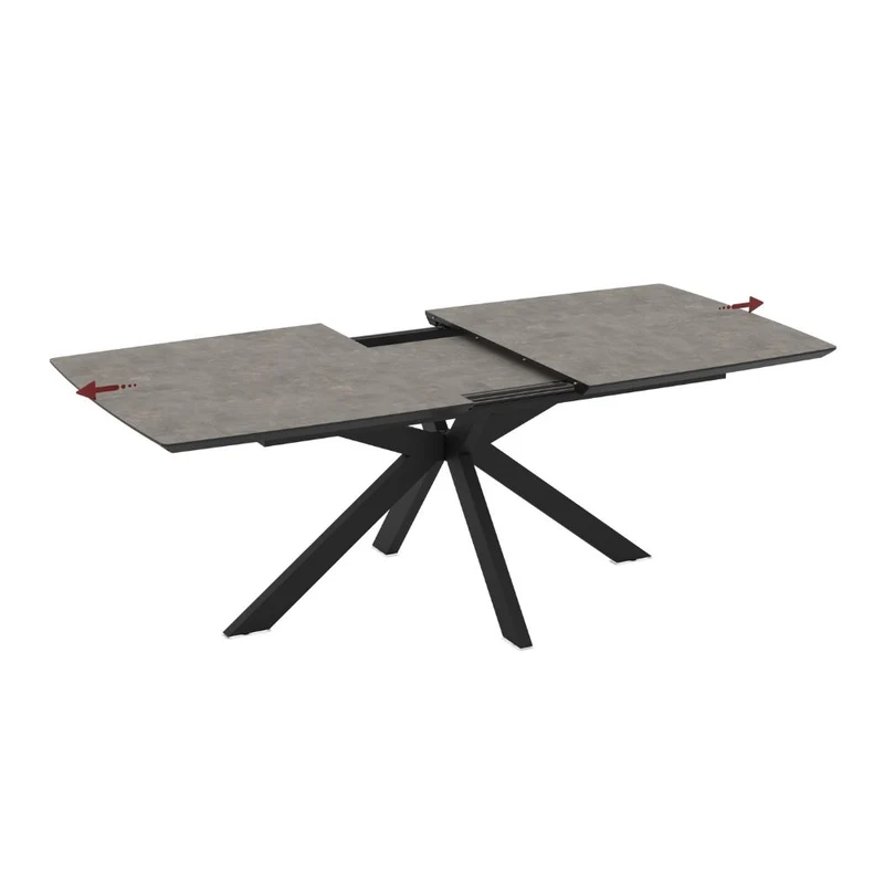 Tavolo allungabile piano cemento e base nera 180/240x100x76H Verano