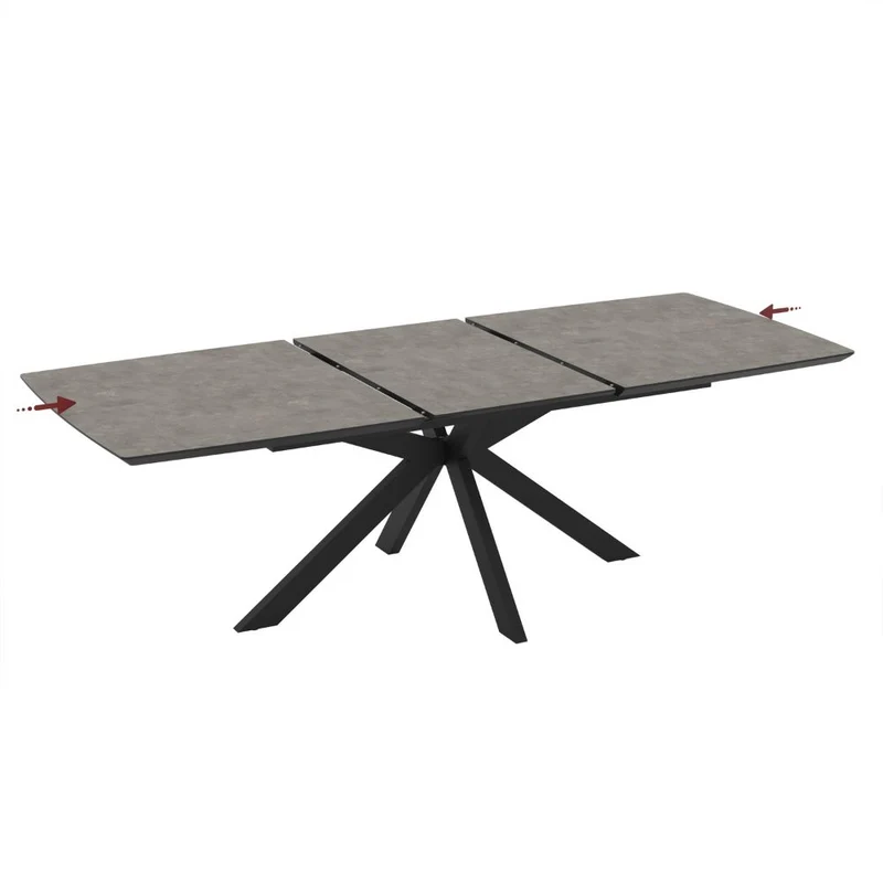 Tavolo allungabile piano cemento e base nera 180/240x100x76H Verano