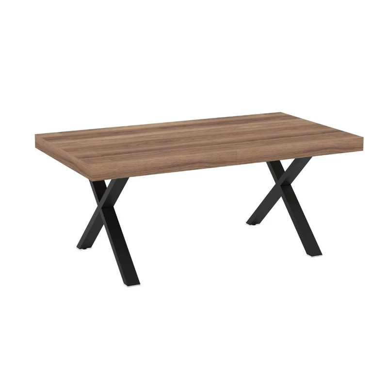 Tavolo allungabile con piano in MDF quercia e gambe nere 180x100x76H England