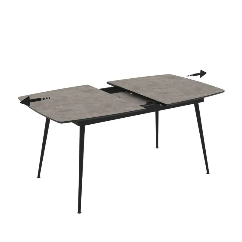 Tavolo allungabile colore cemento con gambe nere 145x80x75H allungabile a 185 Yense