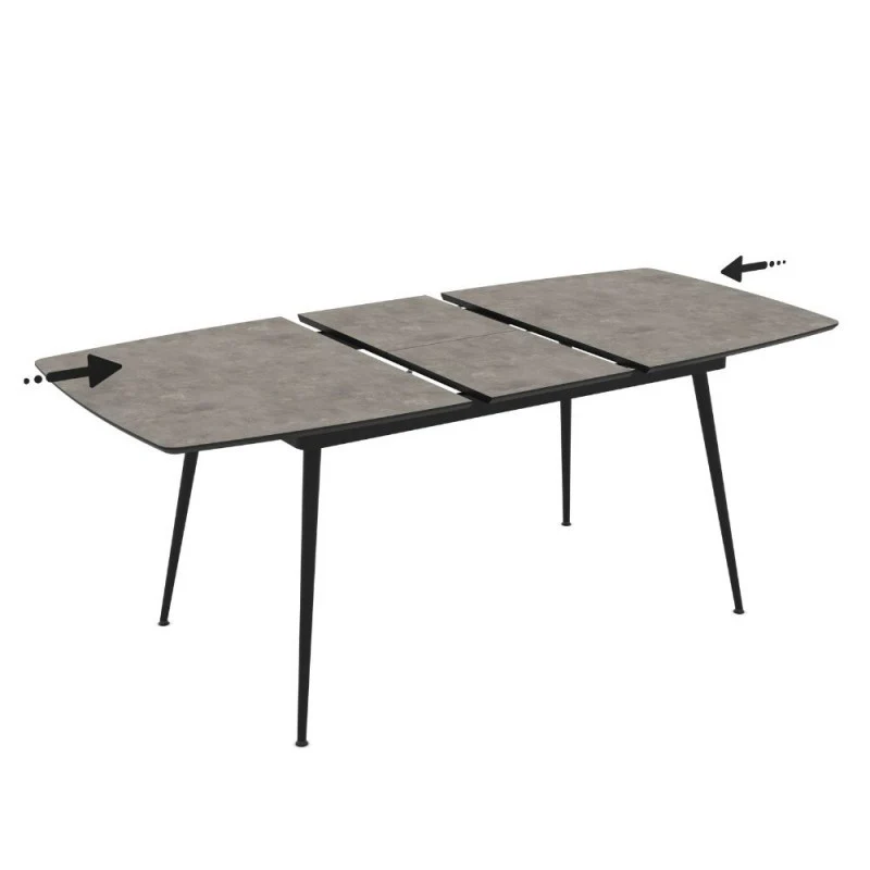 Tavolo allungabile colore cemento con gambe nere 145x80x75H allungabile a 185 Yense
