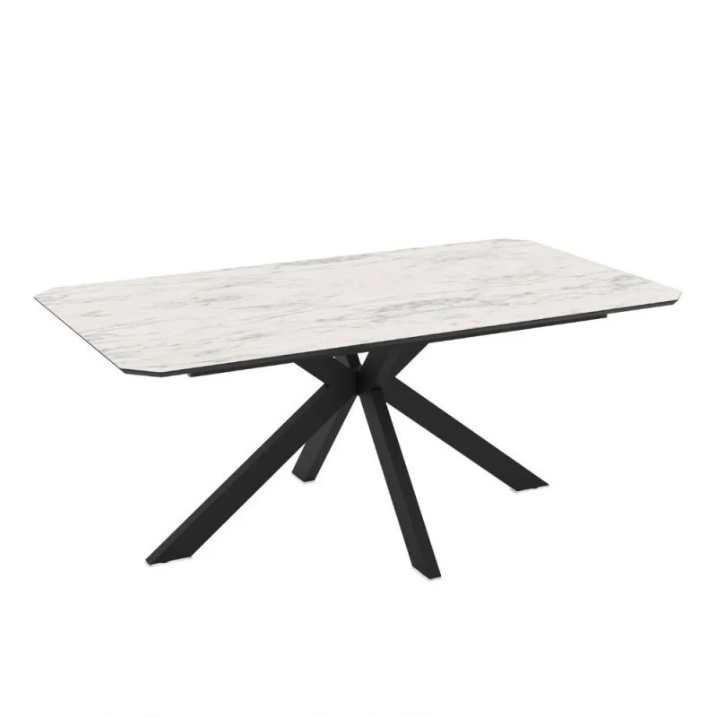 Tavolo rettangolare fisso effetto marmo bianco opaco 180x100x76H Opera