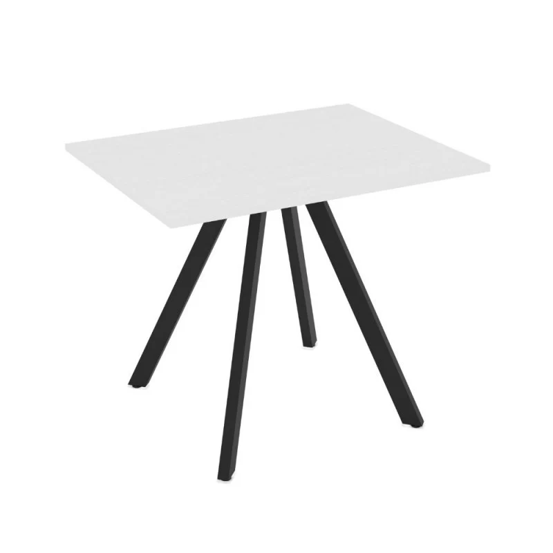Tavolo rettangolare fisso con piano colore bianco frassinato e gambe nere 90x70 cm Lucas