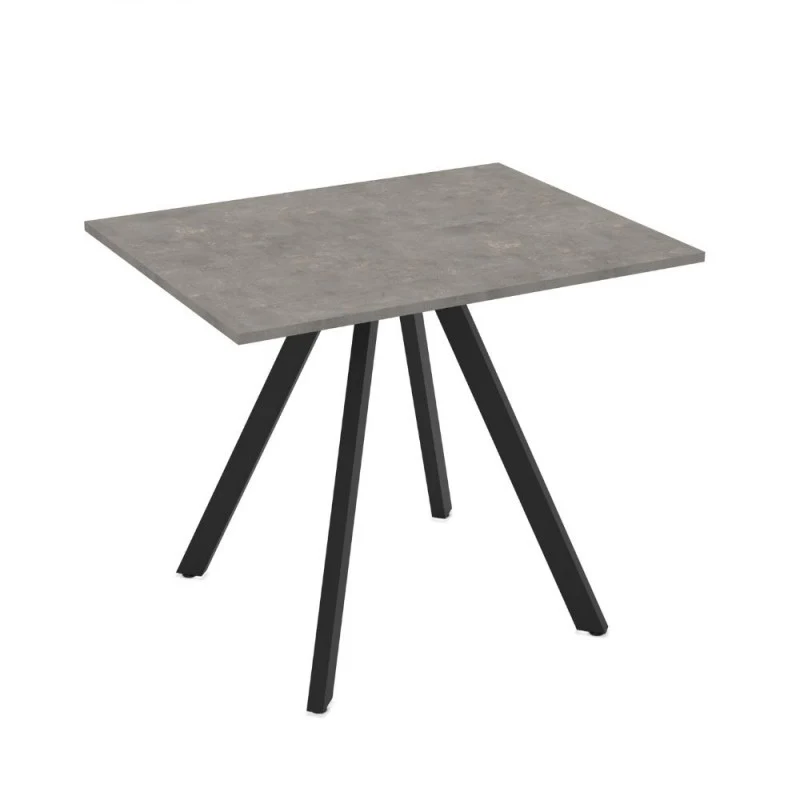 Tavolo rettangolare fisso con piano colore grigio cemento e gambe nere 90x70 cm Lucas