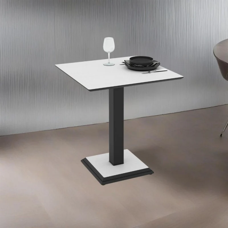 Tavolo quadrato con gamba in metallo 68x75H cm colore bianco frassinato Carvel