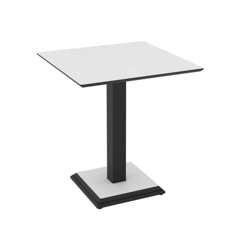 Tavolo quadrato con gamba in metallo 68x75H cm colore bianco frassinato Carvel