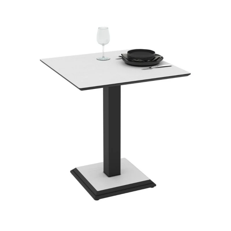Tavolo quadrato con gamba in metallo 68x75H cm colore bianco frassinato Carvel