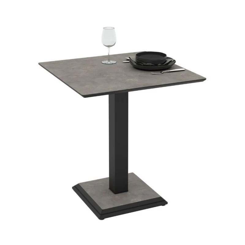 Tavolo quadrato con gamba in metallo 68x75H cm colore grigio cemento Carvel