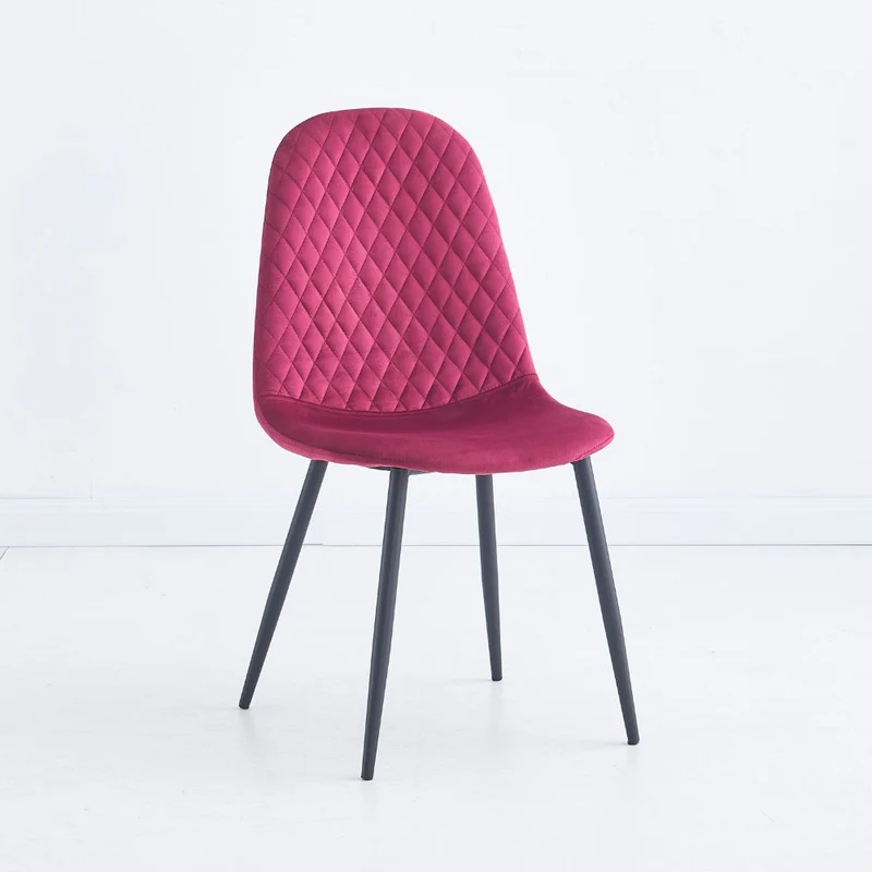 Set 4 Sedie imbottite Bretta con schienale trapuntato velluto rosso
