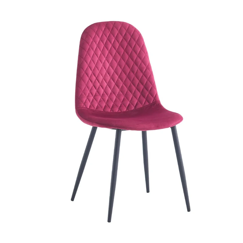 Set 4 Sedie imbottite Bretta con schienale trapuntato velluto rosso