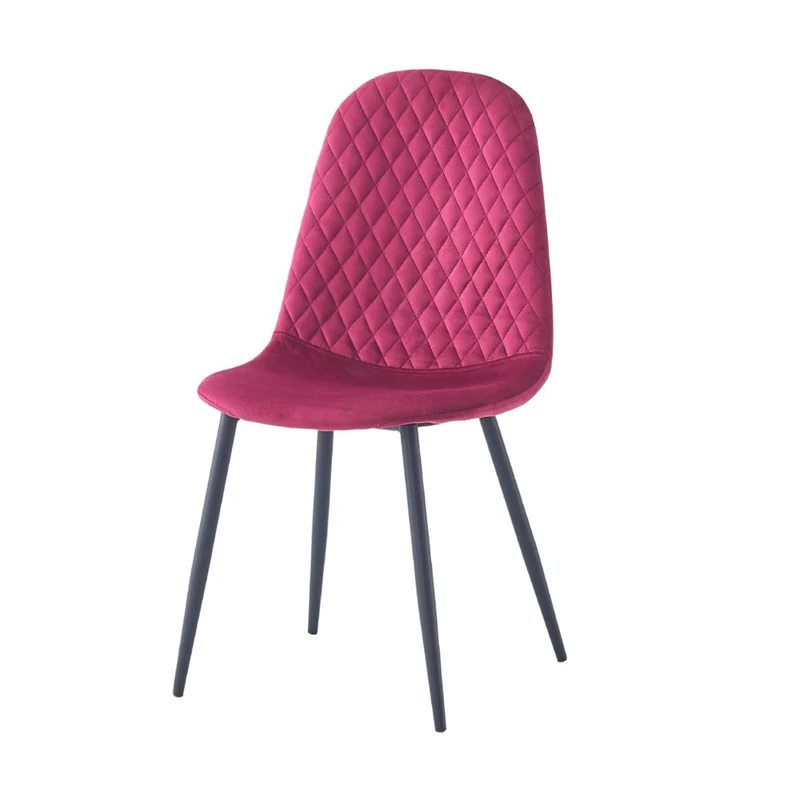 Set 4 Sedie imbottite Bretta con schienale trapuntato velluto rosso