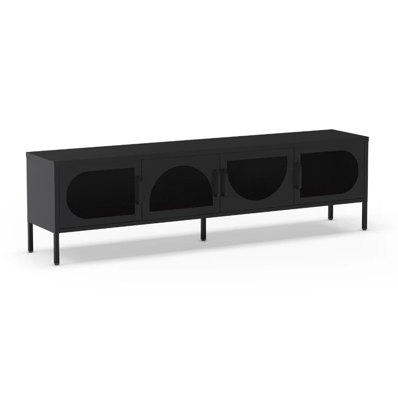 Porta TV in metallo con 4 ante reticolate colore nero 180x35x50H Tayra