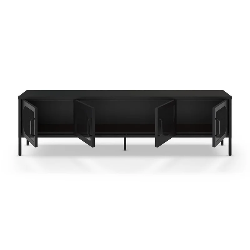 Porta TV in metallo con 4 ante reticolate colore nero 180x35x50H Tayra