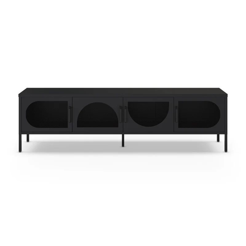 Porta TV in metallo con 4 ante reticolate colore nero 180x35x50H Tayra