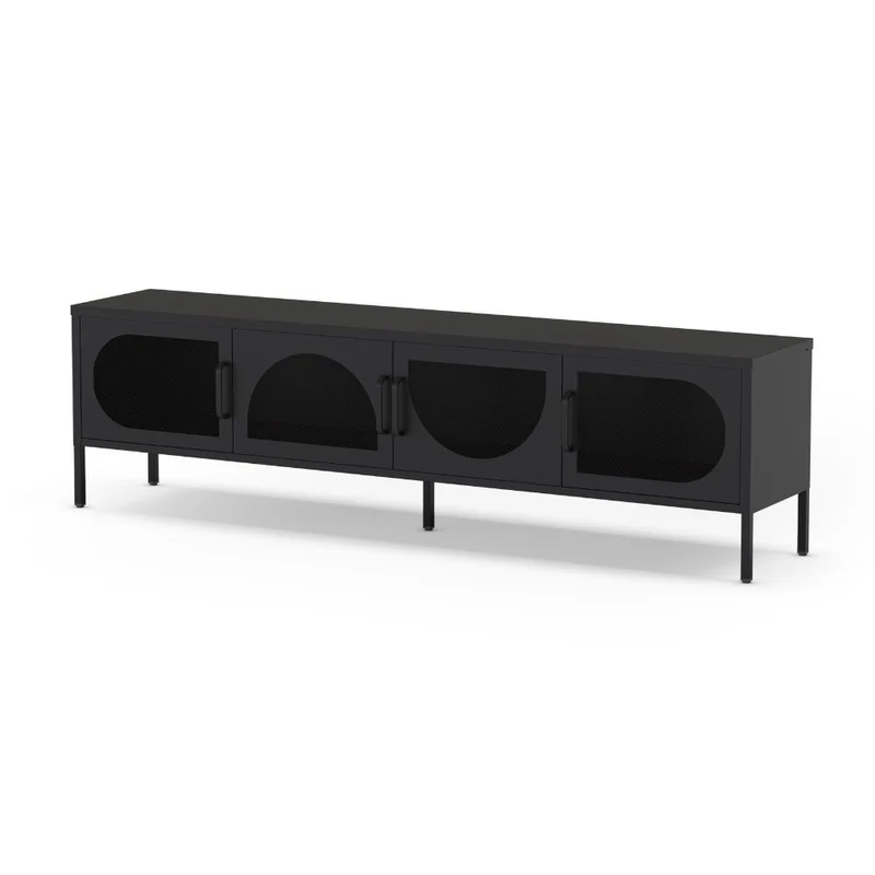 Porta TV in metallo con 4 ante reticolate colore nero 180x35x50H Tayra