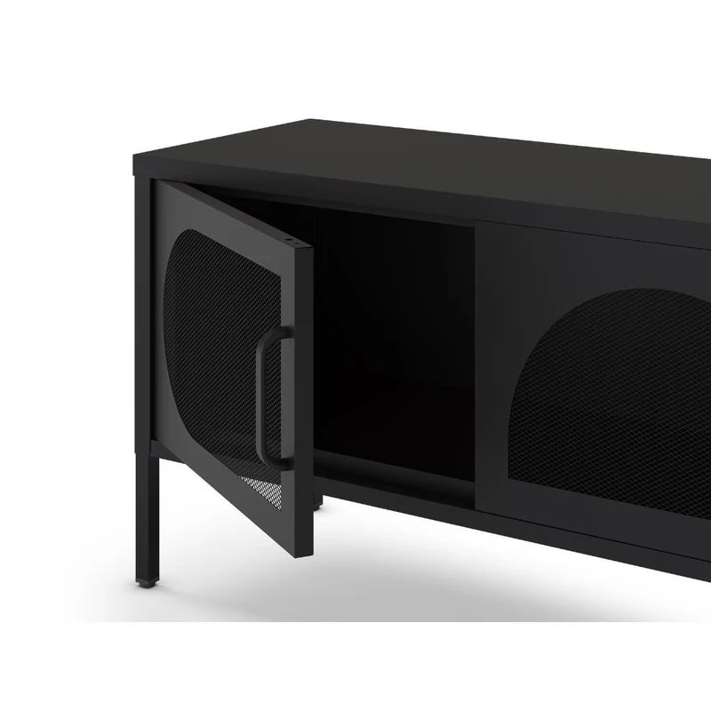 Porta TV in metallo con 4 ante reticolate colore nero 180x35x50H Tayra