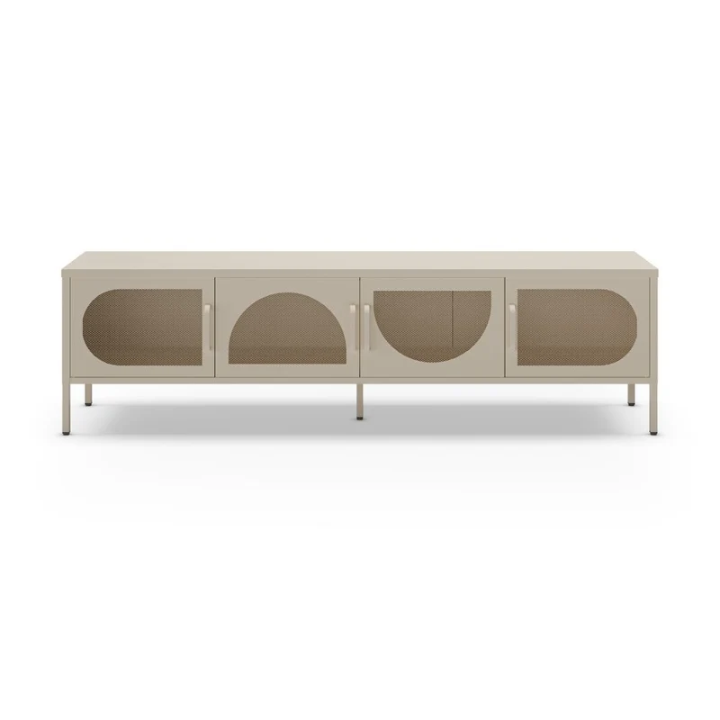 Porta TV in metallo con 4 ante reticolate colore crema 180x35x50H Tayra